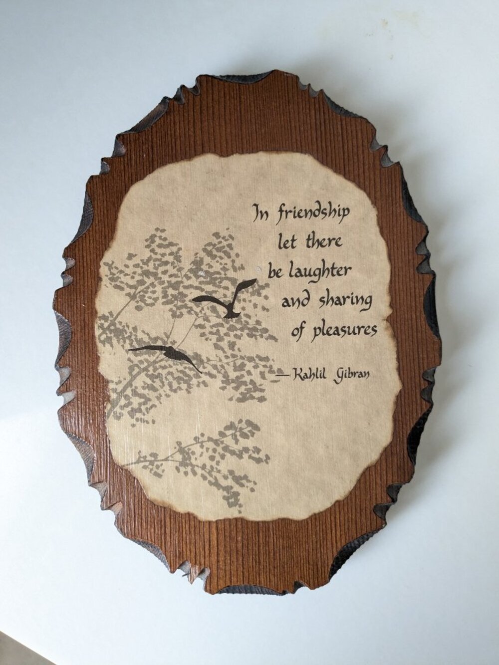 Rustic Wooden Wall Plaque Friendship by Kahlil Gibran